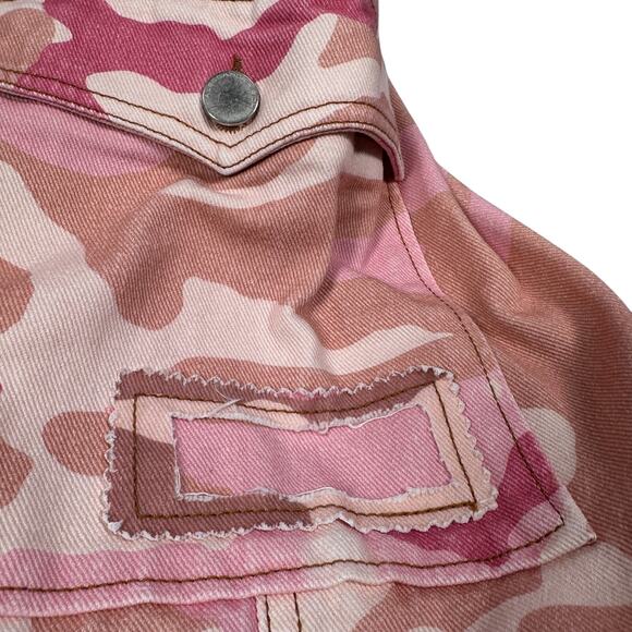 Alessandra Rich Cargo Jeans Womens 24 Pink Camo Cotton Gabardine Pants $825 READ - Picture 14 of 15